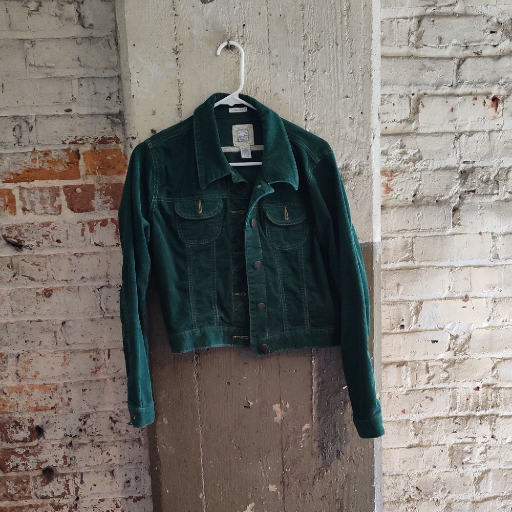 Old Navy Green Jean Jacket Corduroy Trucker Style